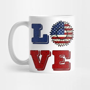 Love patriotic Sunflower 4th of July Mug